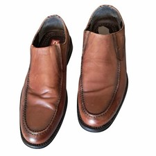 Chaps Men’s Brown Leather Loafers Slip-On Shoes Size 10M Used Casual Dress