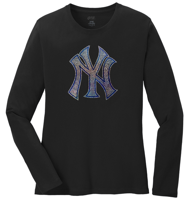 Ladies New York Yankees Crew Neck LONG SLEEVE T-Shirt WOMEN'S TEE Size (S-4X) | eBay