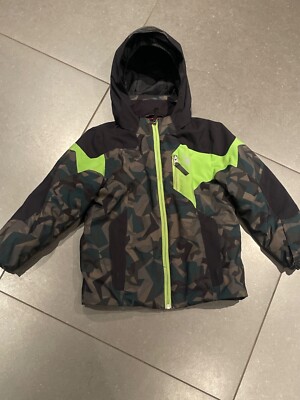 Spyder Kids Green Black Camo Ski Jacket Size 6T