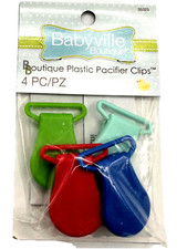 Set/4 Babyville Boutique Plastic Pacifer Clips NIP