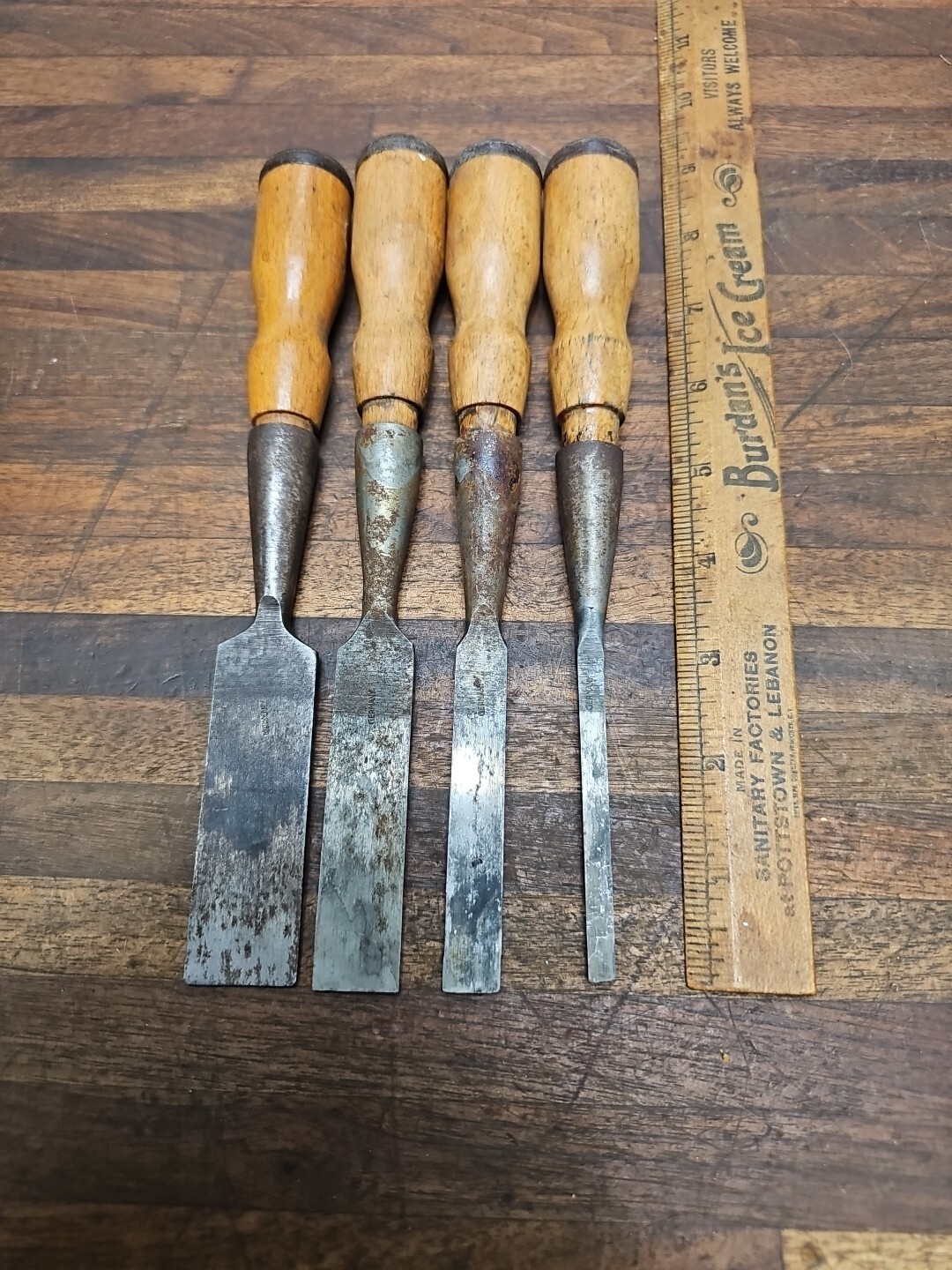K830 Set of 4 of Vintage DUNLAP Wood Chisels 1/41" German Made eBay