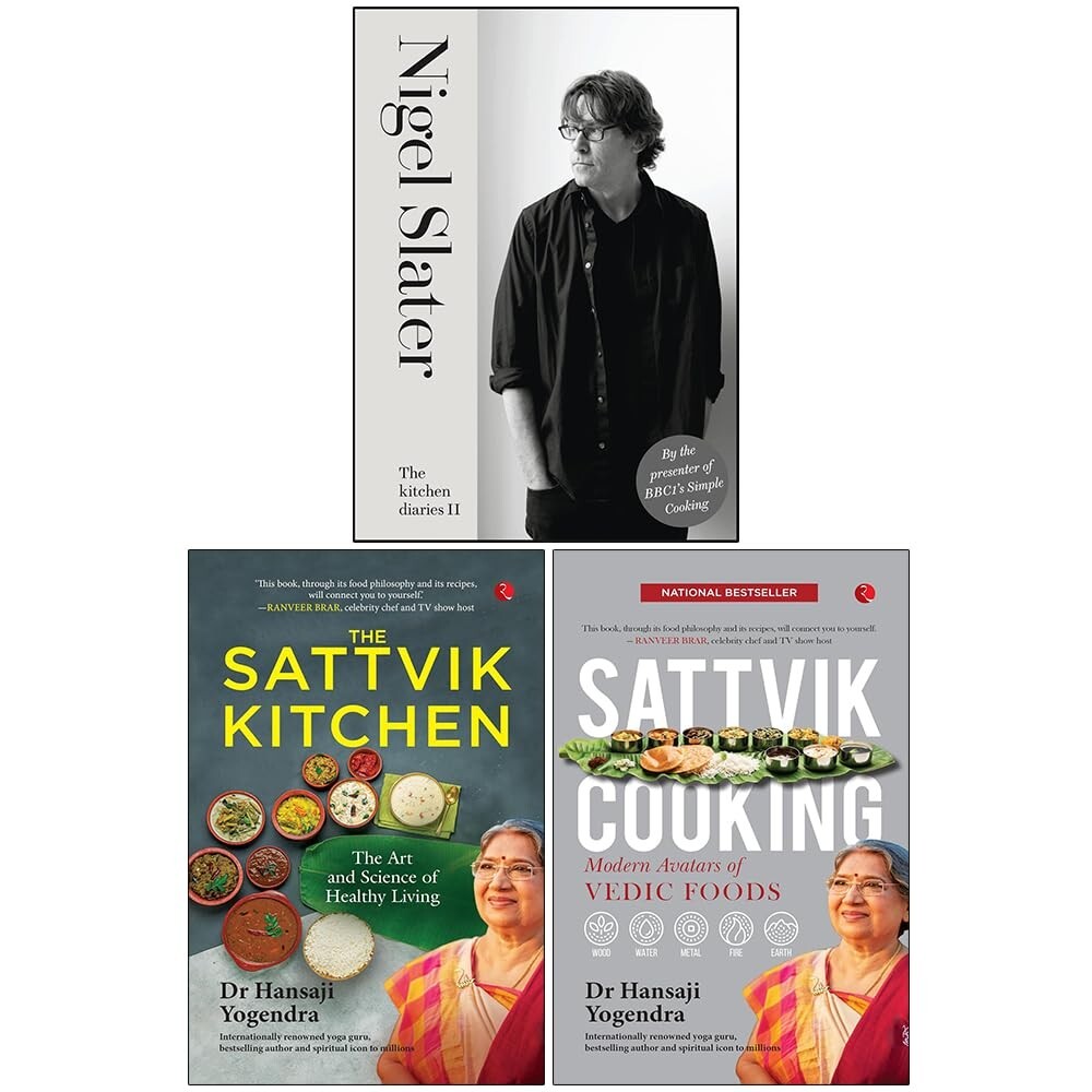 Sattvik Kitchen,Kitchen Diaries II Nigel Slater (HB),Sattvik Cooking 3 Books Set - Image 3
