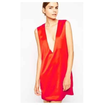 Solace London Women's Aurora Dress Sexy Backless V Neck Sleeveless Orange Size 2