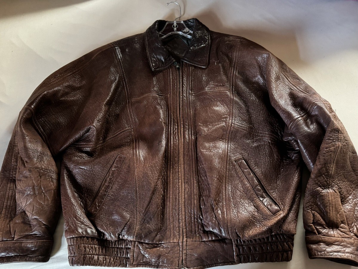 Roundtree & York Men Leather Jacket Brown Genuine Lamb Skin Roundtree & York Men Leather Jacket Brown Genuine Lamb Skin