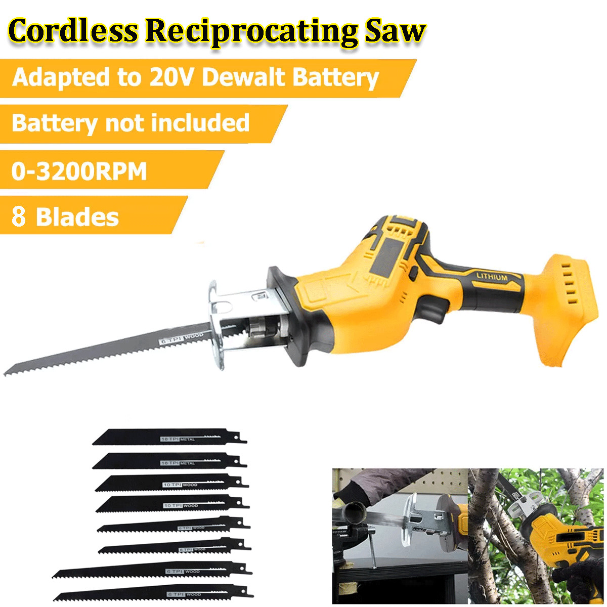 Cordless Reciprocating Saw for Dewalt 20V Max Battery Power Recipro Saw Tool new