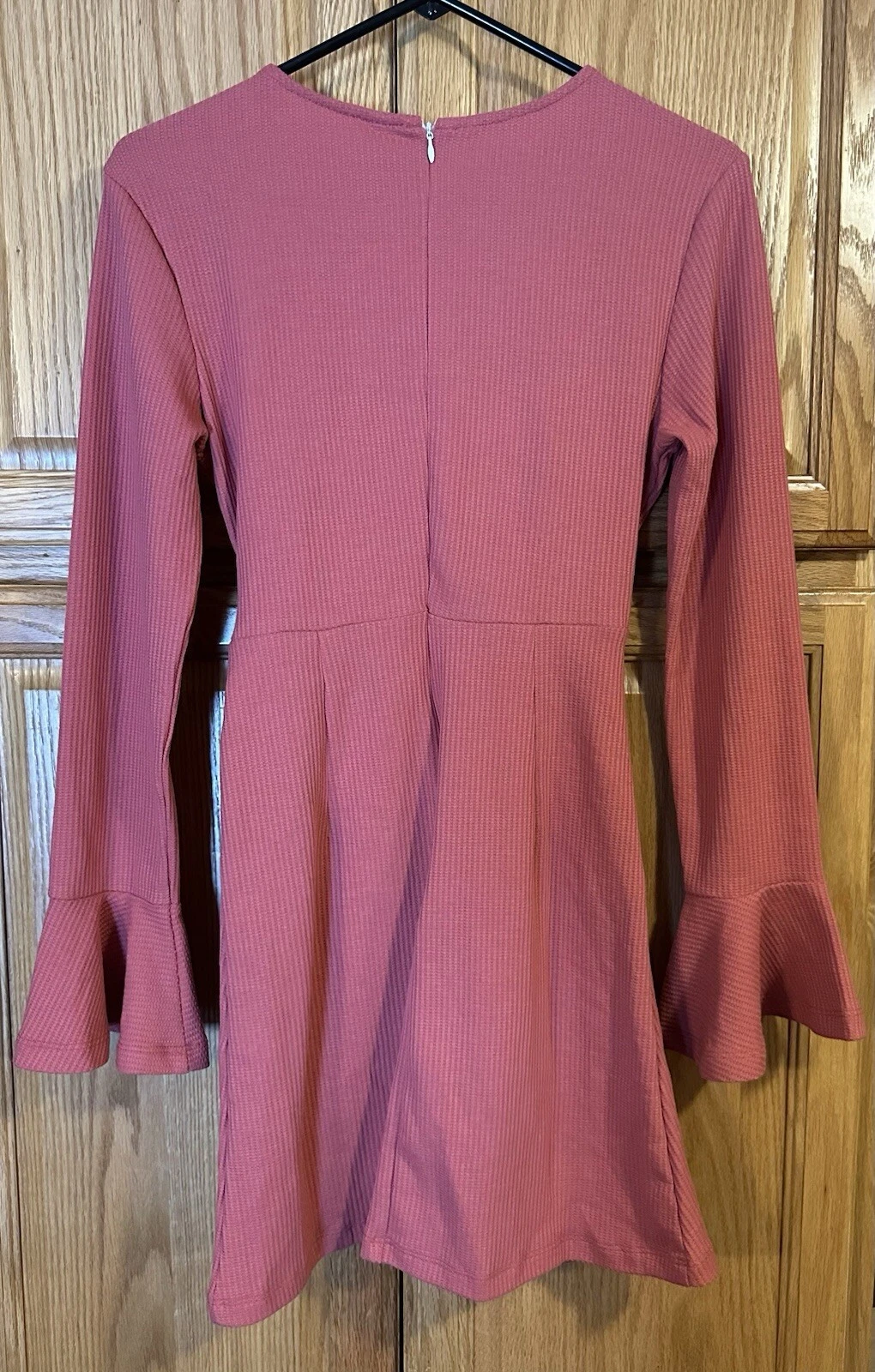 Abito Xieerduo taglia small rosa avvolgente maniche a campana volant chiesa brunch San Valentino