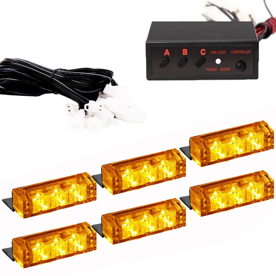 Auto 6X 3LEDs Dash Strobe Taschenlampe Blitzer Licht Warnleuchte Gelb Lampen 12V - Bild 4 von 4