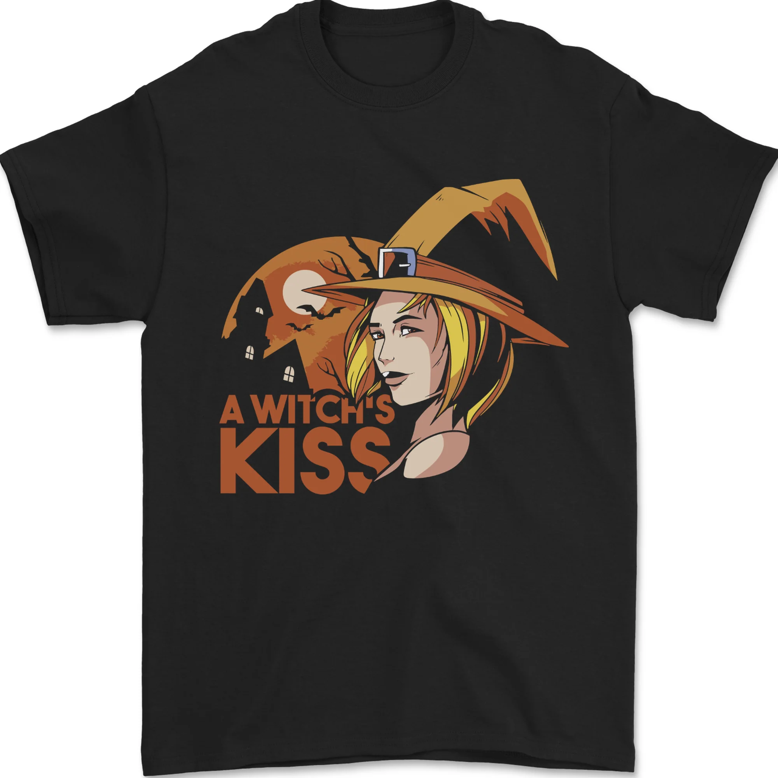 A Witch Kiss Halloween Mens T-Shirt 100% Cotton