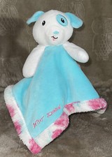 Betsey Johnson Lovey Puppy Dog Blue Pink Rose Floral Pattern Blanket EUC