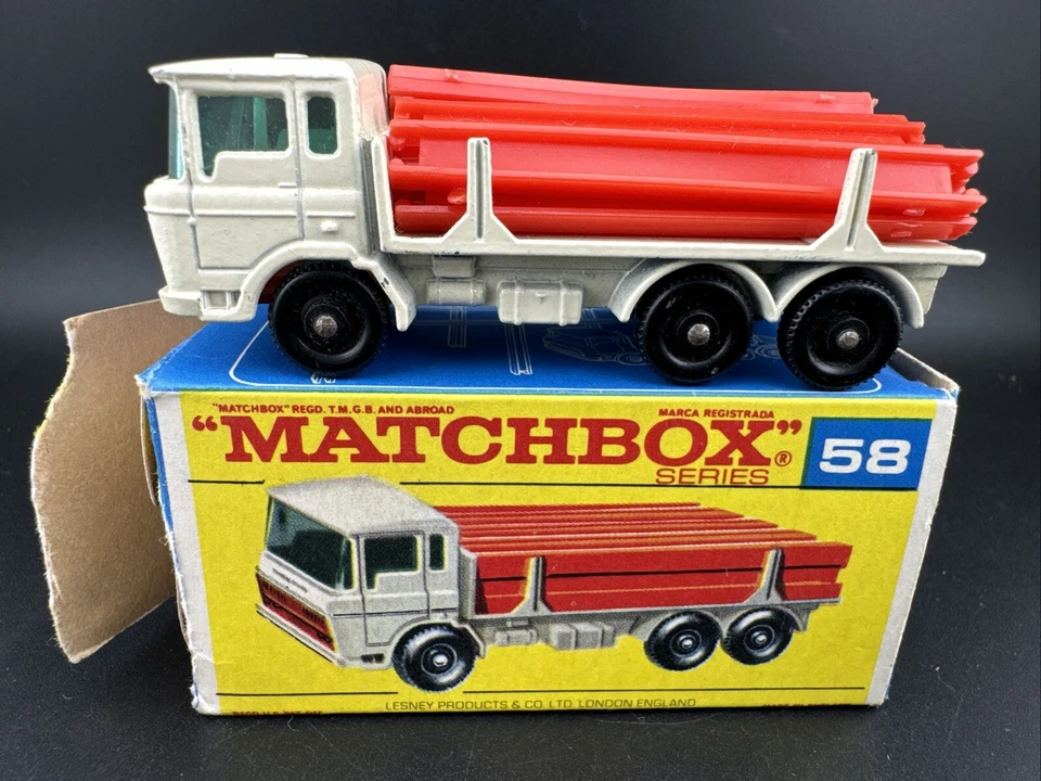 Camión Matchbox #58 1968 vintage blanco Daf Girder caja original envío gratuito mirar Foto 3 de 4
