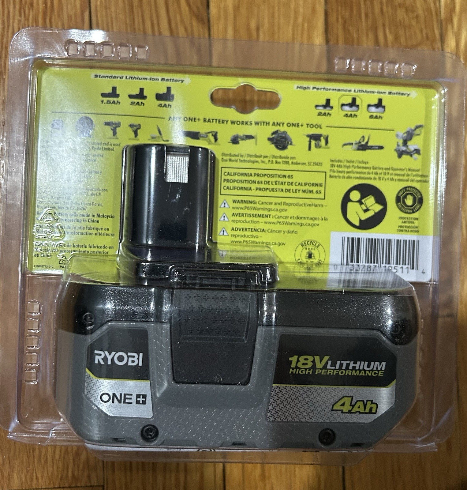 GENUINE RYOBI ONE+ 18V LITHIUM 4.0AH 4.0 PBP004 HIGH PERFORMANCE BATTERY NEW