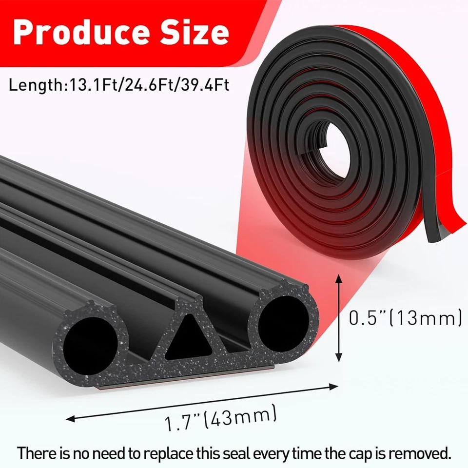 Tonneau Cover Seal,Adhesive Tailgate Seal for Pickups Truck Bed Camper Shell Sea - Image 3 of 4