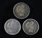 Set of 3: 1912-D, 1916-P, 1916-S Barber Dimes 10-cent value (10c) -Quality Coins