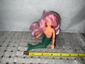 VINTAGE 1990 - 1991 TOYS N THINGS TNT RUBBER MERMAID PRINCESS DOLL PINK HAIR
