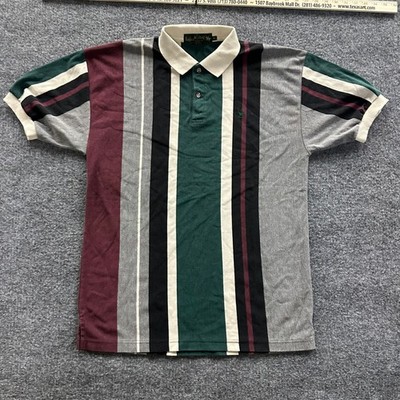 Knights of the Round Table Polo Mens Size XL Multicolor Vertical Stripe Vintage