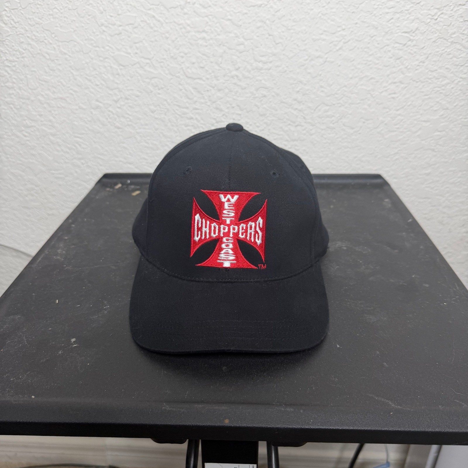 West Coast Choppers Jesse James Iron Cross Embroidered Hat Black Biker Cap