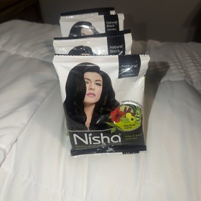 Nisha Hair Color Dye Henna-Based Hair Color - Natural Black gm - 9 Pkts
