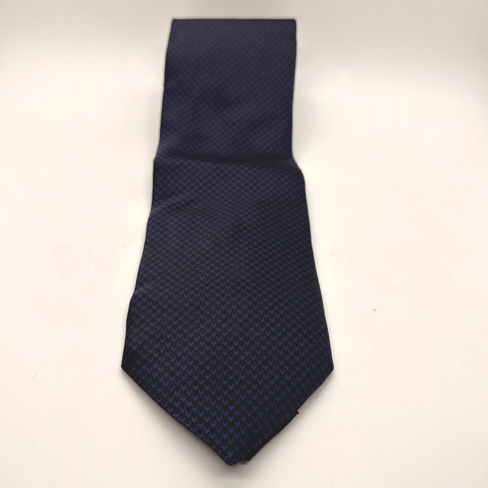 Corbata Versace Seda Pata de Gallo Logo Medusa Azul Negra Hecha en Italia Clásica Foto 2 de 4