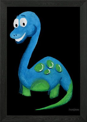 Gerahmtes Wandbild Dinosaurier süßes Kind Dinos Poster Leinwanddruck Bild