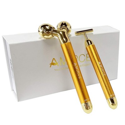 Face Massager Roller Golden 3D Roller Electric Facial Roller and T Shape Facial 