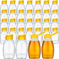 32 Pcs Clear Plastic Honey Jars 8.8 oz Leakproof Squeeze Bottles with Caps