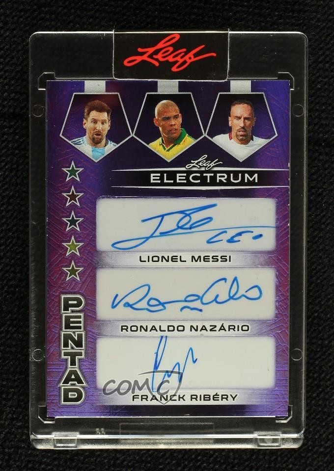 2024 Leaf Electrum PENtad Purple 1/1 Lionel Messi Ronaldo Geoff Hurst Auto 1tf2