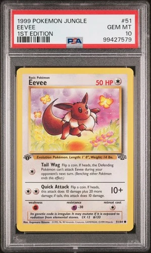 1999 Pokemon Jungle Eevee 1st Edition #51 GEM MT PSA 10