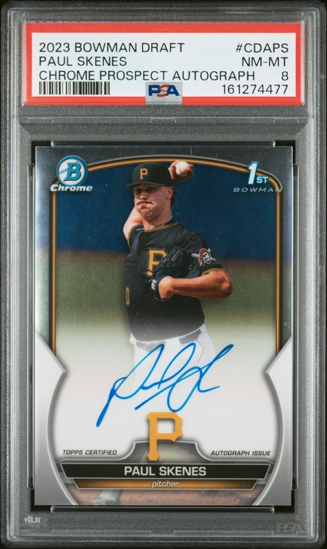2023 Bowman Draft Paul Skenes Auto PSA 8 Graded 1st Prospect Pirates CDA-PS MLB