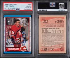 1989 O-Pee-Chee #232 Theo Fleury Rookie RC PSA 9 MINT AUTO 10 DUAL