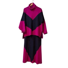 Multi Geometric Knit Maxi Skirt Oversized Sweater Set Size Large Boho Lagenlook