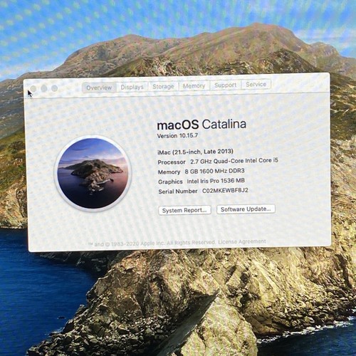 Apple A1418 iMac 21.5" 2013 2.7GHz Core i5 8GB RAM 1TB HDD macOS 10.15.7 - Afbeelding 2 van 20