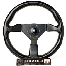 Personal Grinta Steering Wheel 350mm Black Leather Yellow Stitch Genuine Horn Personal Grinta Steering Wheel 350mm Black Leather Yellow Stitch Genuine Horn