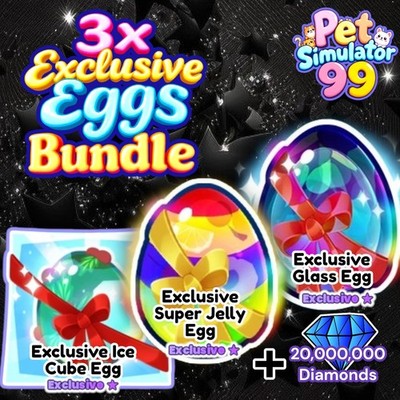Ice Cube Egg + Super Jelly Egg + Glass Egg + 20 Million Diamonds. PS99. Same Day