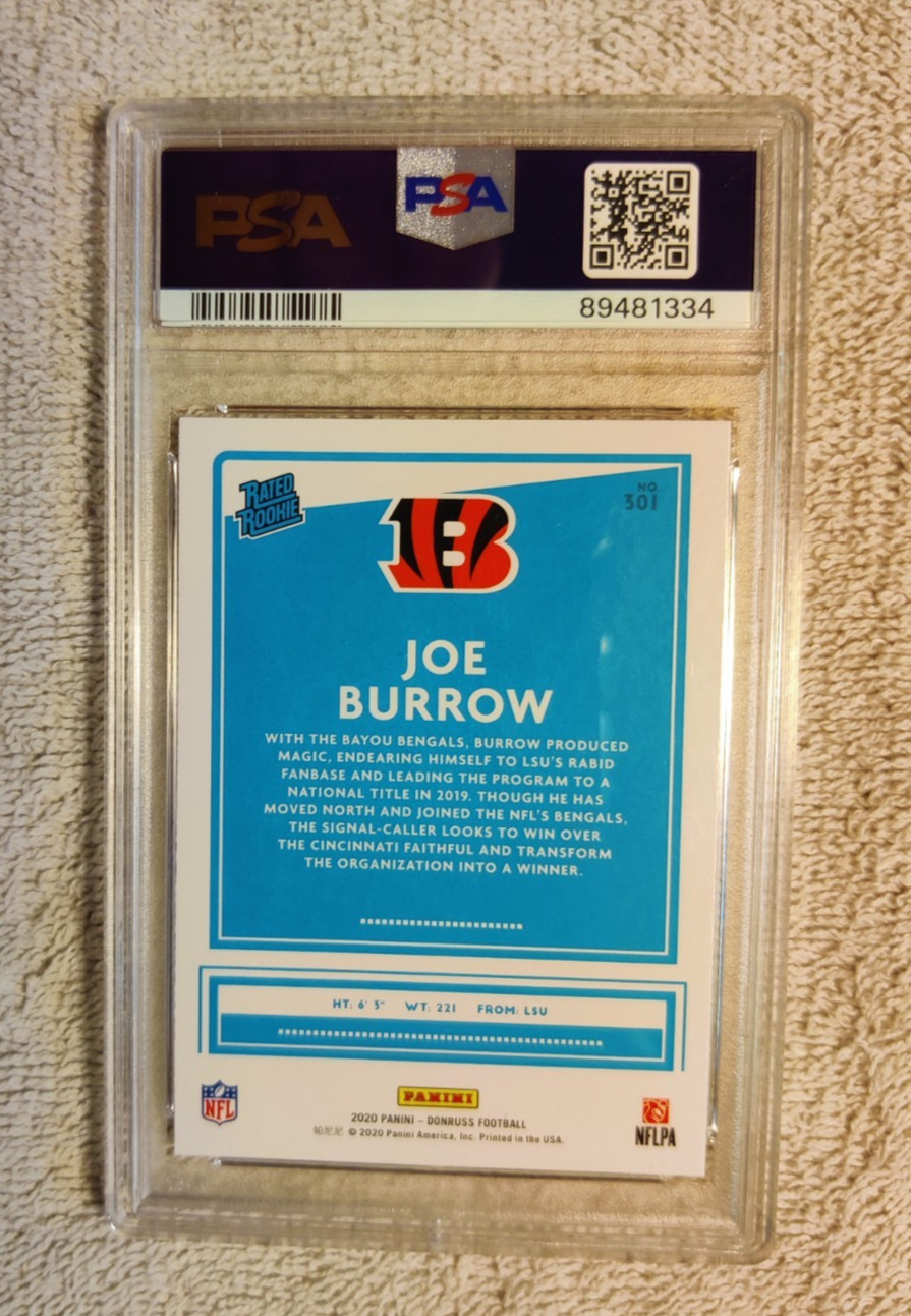 2020 Donruss #301 Joe Burrow PSA 10 view 2