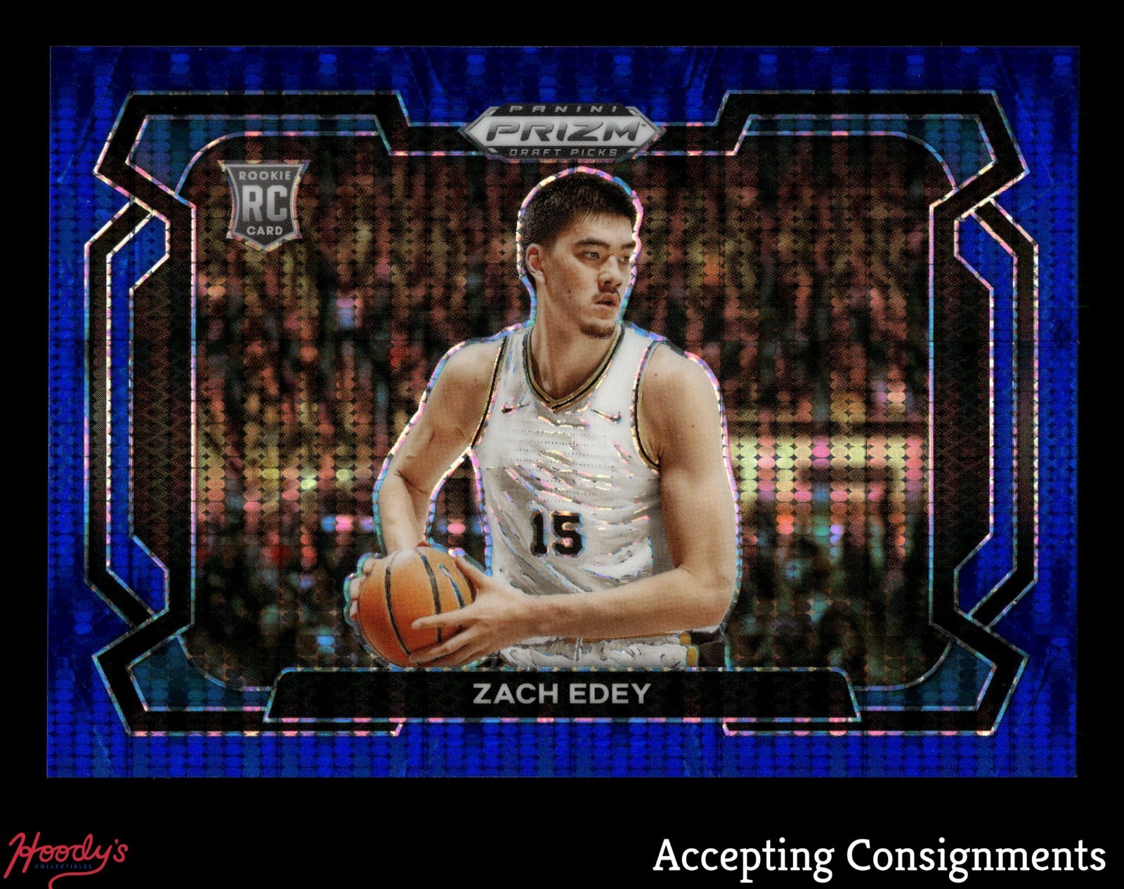2024-25 Panini Prizm Draft Picks Prizms Blue Pulsar #1 Zach Edey RC ROOKIE 64/99