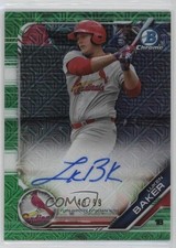 2019 Bowman Mega Box Chrome Mojo Green Refractor 43/99 Luken Baker Auto 4f5