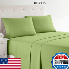 Clara Clark Bed Sheets Premier 1800 Series 4-Piece Set Deep Pocket Garden Green