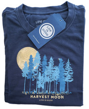 Life Is Good SS Shirt Crusher Tee HARVEST MOON Forest Animals 44in Womens L