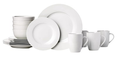 Amazon Basics Geschirrservice, 16 Stück, für 4 Personen, Weiß