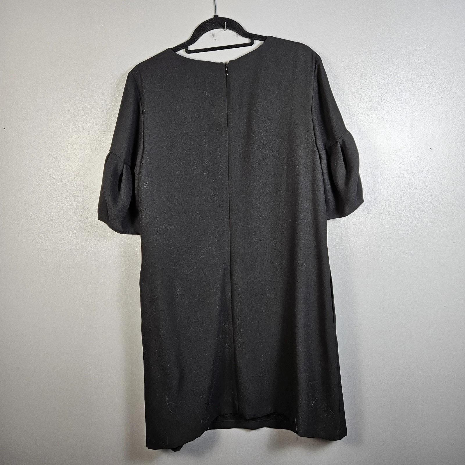 VETEMENTS Abito Ann Taylor taglia 12 nero lanterna manica a sbuffo foderato cambio lunghezza ginocchio LBD