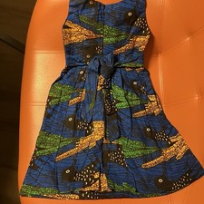 HITARGET Toddler 2T Kanga Dress Multi-Color Cotton Block Wax Print African Style