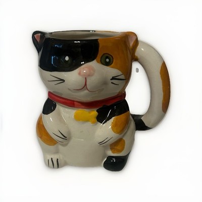 Pier 1 Ceramic Coffee Mug Cup Cat and Mouse Figural Cat w Figural Mouse Inside