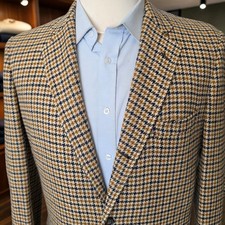 Vintage Brooks Brothers Houndstooth Blazer 42XL Full Canvas Three Roll Two 1960s