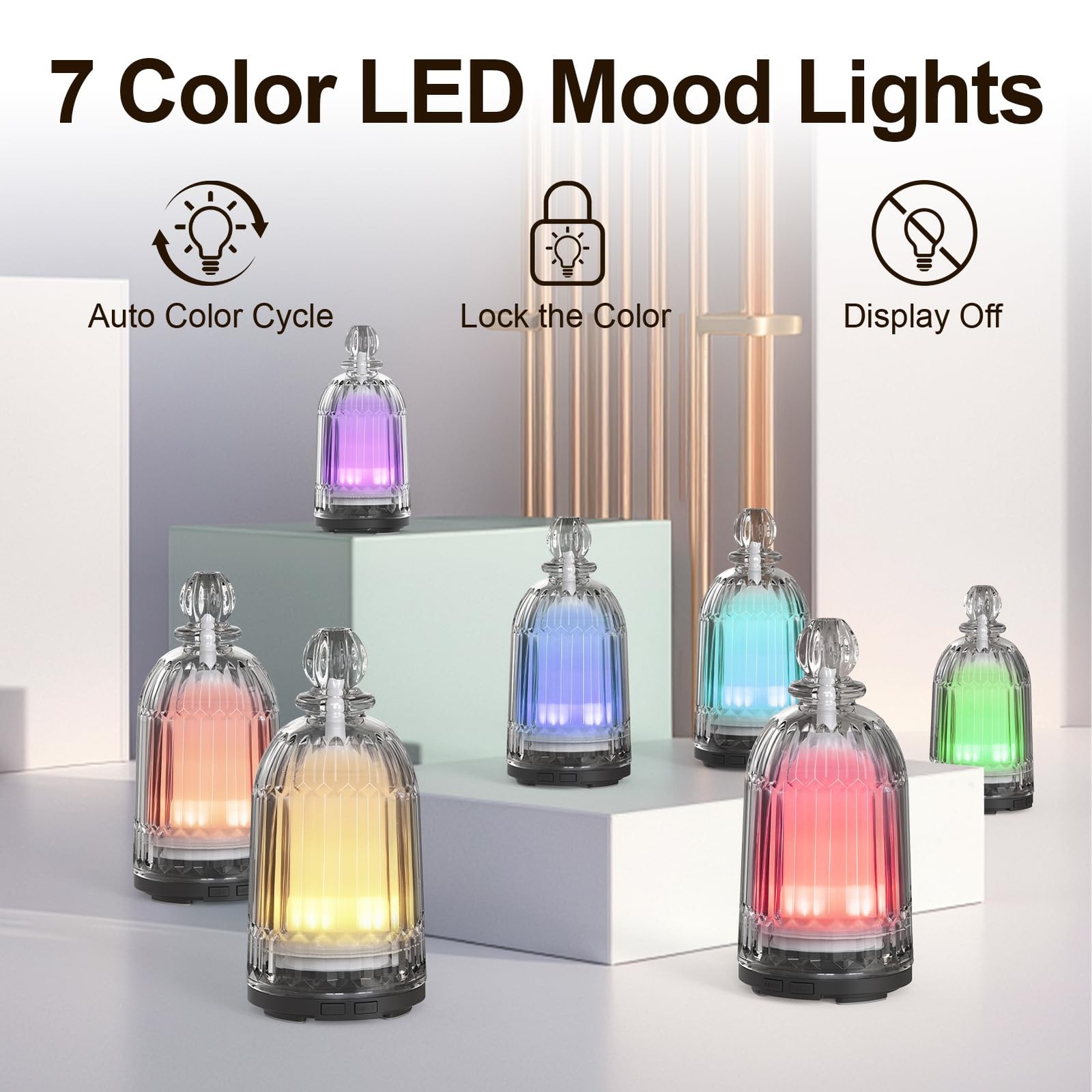 Glass Essential Oil Diffuser, Ultrasonic Aroma Diffuser Glass Cover & Plastic... thumbnail 2