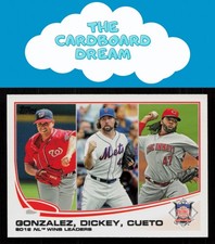 Gio Gonzalez / Dickey / Johnny Cueto 2013 Topps 2012 NL Wins Leaders #287