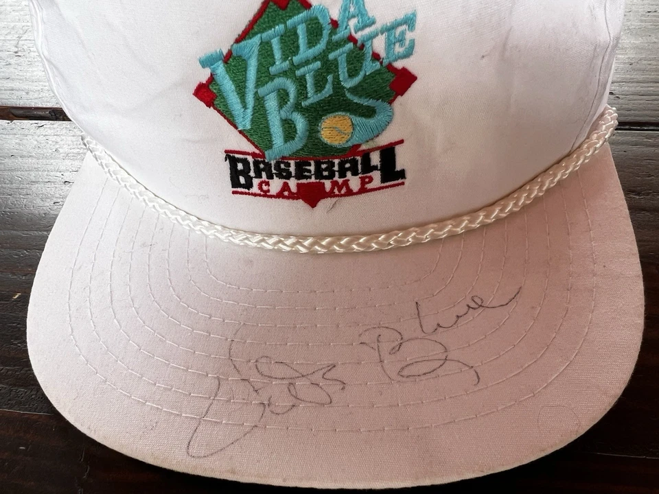 Gorra de campamento de béisbol Vida azul autografiada oficial Vida azul Foto 2 de 4