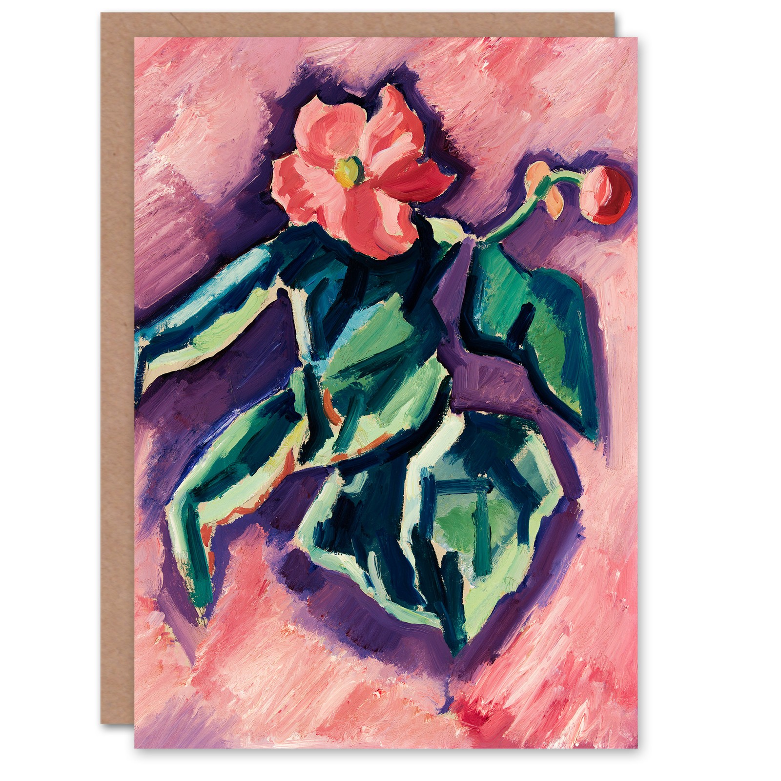 Marsden Hartley Art Card Pink Begonias Abstract Painting Blank Greeting Card