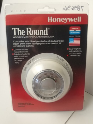 #ad NOS Honeywell The Round Manual Thermostat CT87B 24V Gas Oil Hot Water Heat Cool $40.00