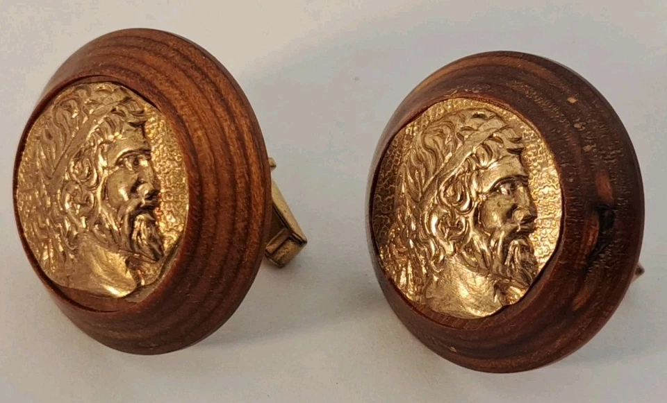 Gemelos CABEZA Figura Griego Romano Neoclásico Vintage Tono Cobre Madera RETRO Foto 4 de 4