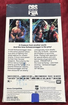Predator VHS 1988 CBS FOX Video Release Arnold Schwarzenegger